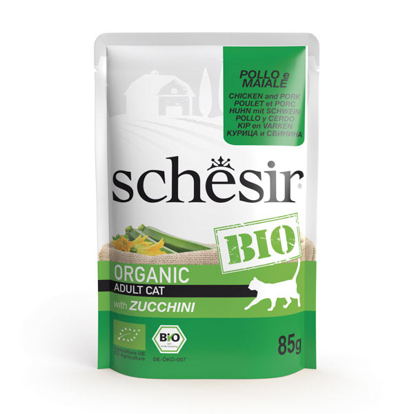 Huhn und Schwein mit Zucchini Bio für Katze in Pastetenform 85g im beutel