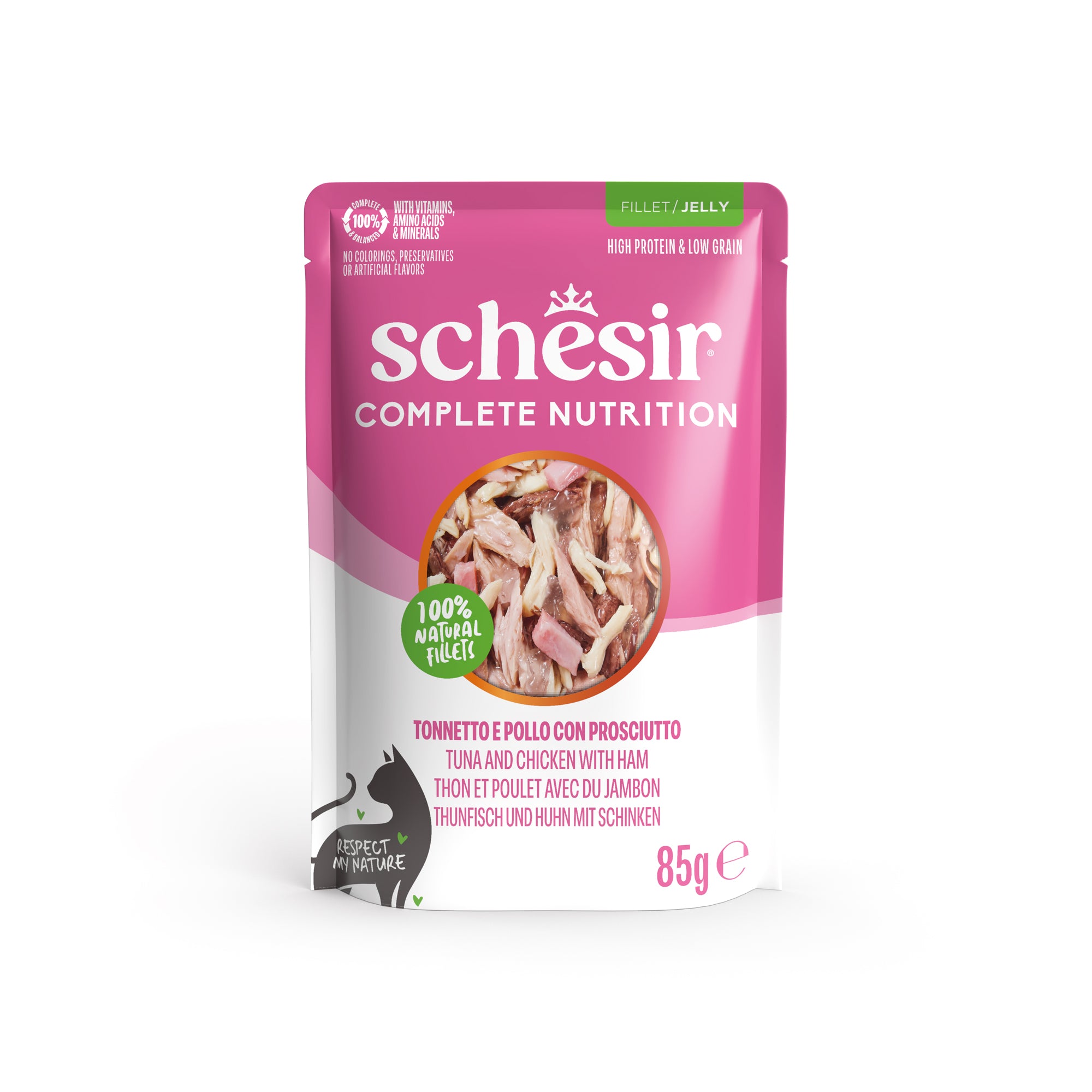 Thunfisch und Huhn mit Schinken in Gelee