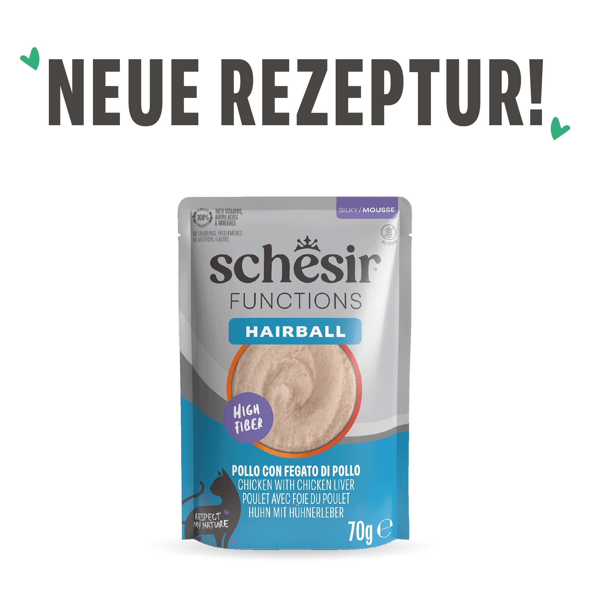 Hairball Huhn und Hühnerleber Beutel 70g Mousse