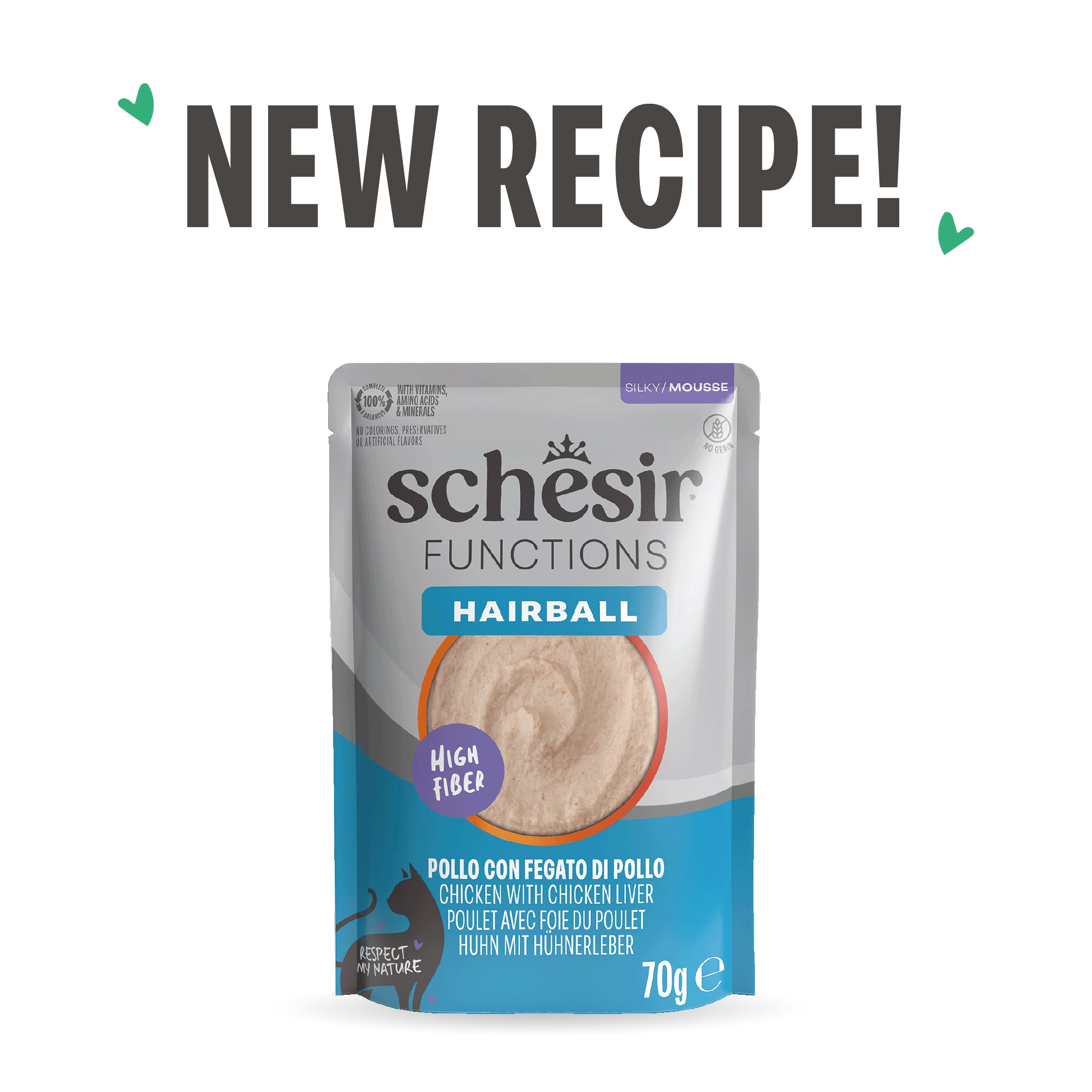 Hairball chicken and chicken liver pouch 70g mousse