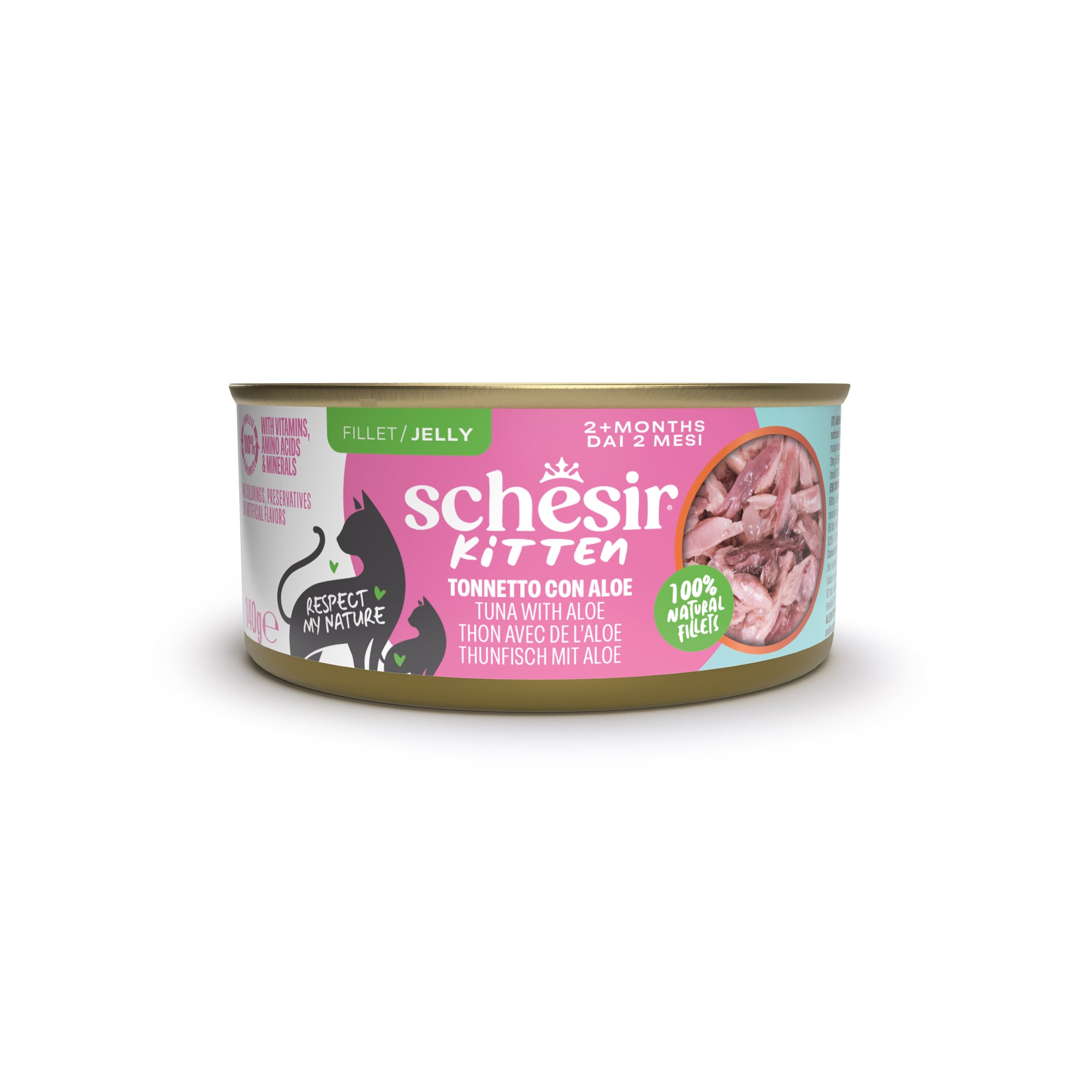 Kitten tonnetto con aloe in gelatina 140g in lattina