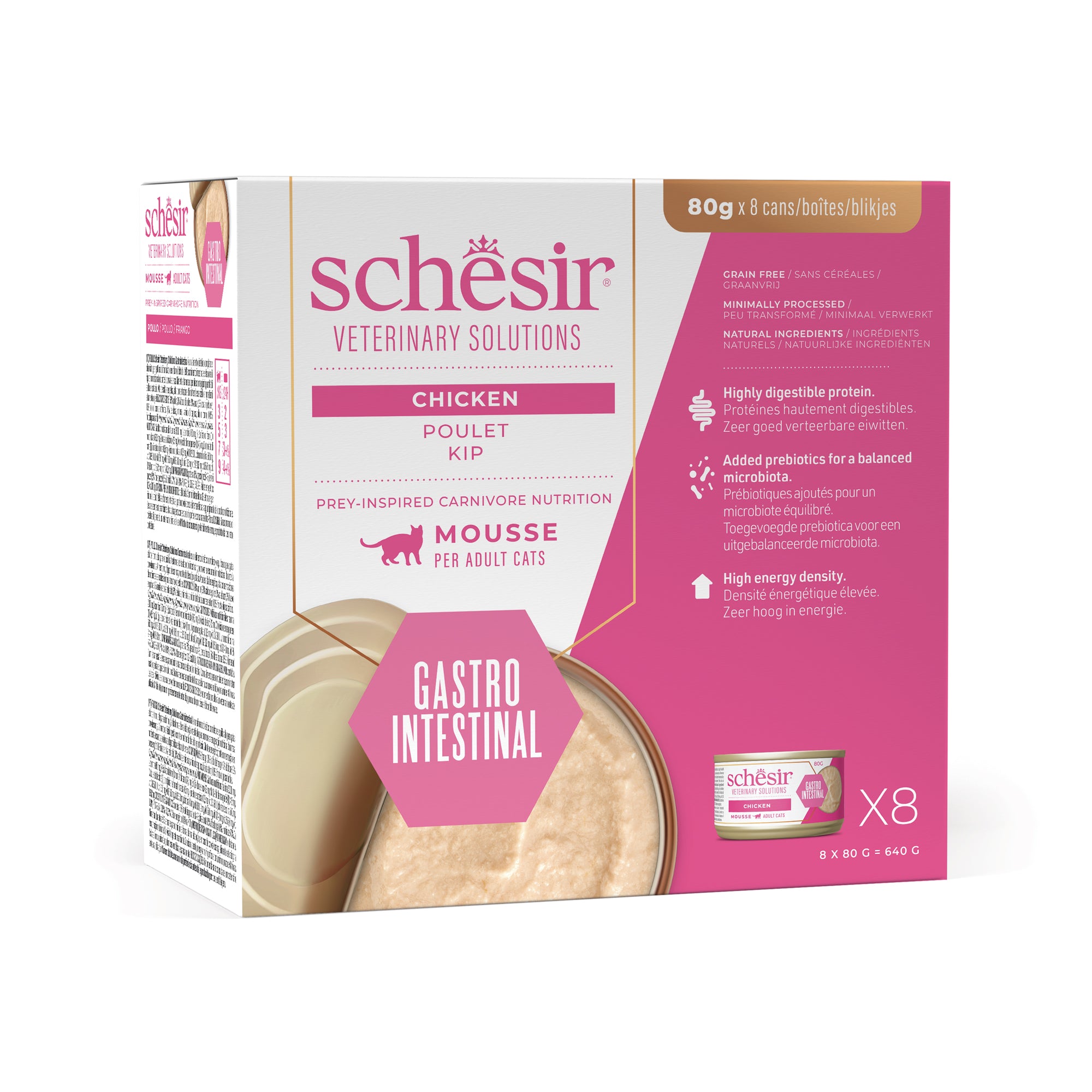 Schesir Veterinary Solution Gastro Intestinal Mousse Tonnetto con Pollo 8x80g
