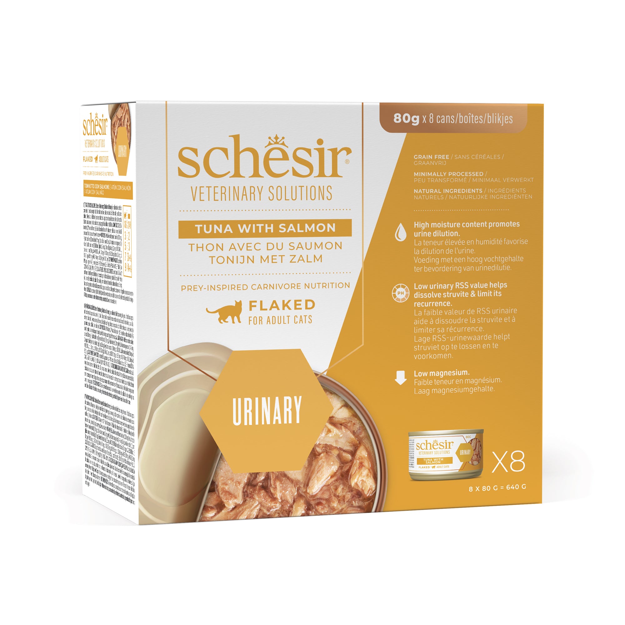Schesir Veterinary Solution Urinary Fiocchi Tonnetto con Salmone 8x80g