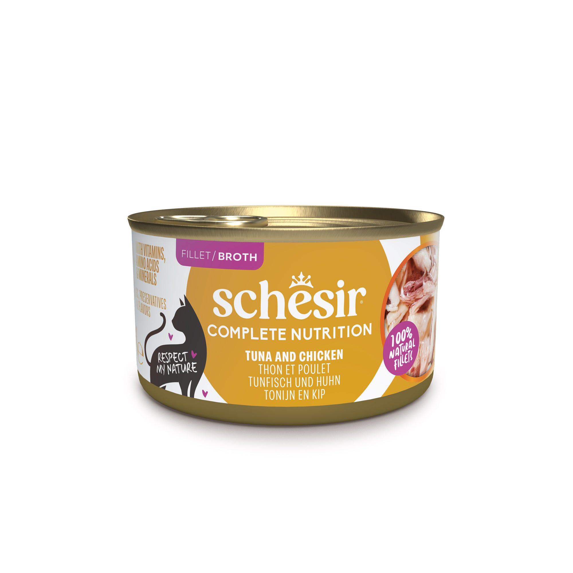 Thunfisch und Huhn mit Reis in Kochwasser 