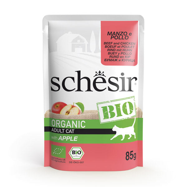 Rind und -Huhn mit Apfel Bio Katze in Pastetenform 85g im beutel