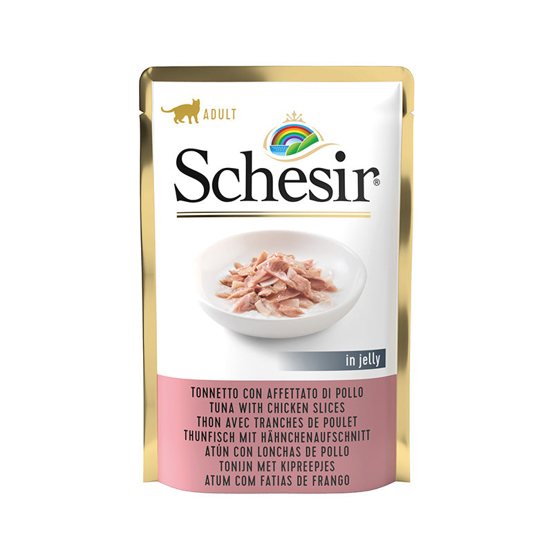 Thunfisch mit Hühnerfleisch-Scheiben in gelee 85g im beutel