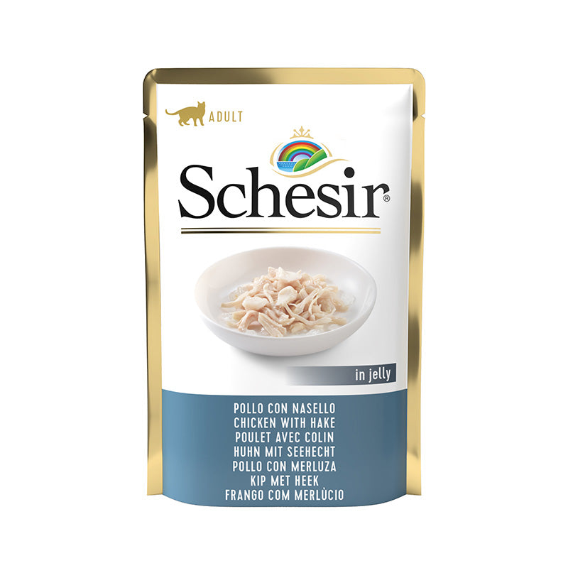 Poulet avec du merlu en gelèe 85g en sachet