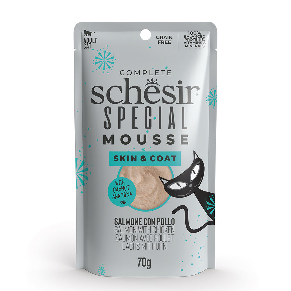 Skin&Coat saumon avec poulet en mousse 80g en sachet